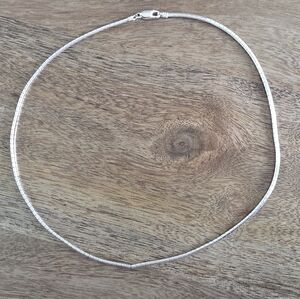 925 Italy Sterling Silver 4MM Wide Shiny Omega Collar Necklace 18"